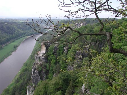 The Elbe River viewed from the Bastei Bridge